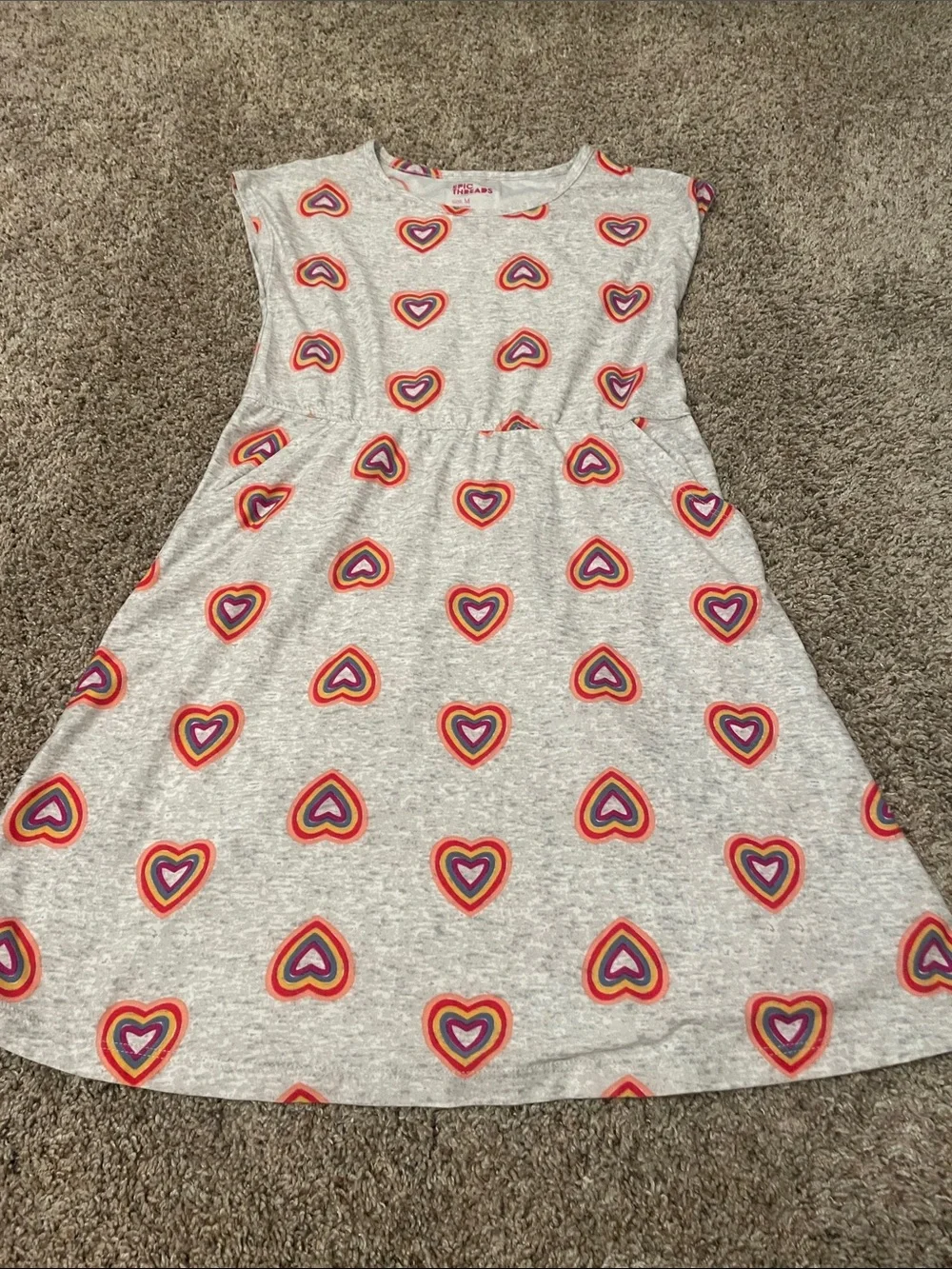 Girls' Gray Heart Print Dress - Epic Threads